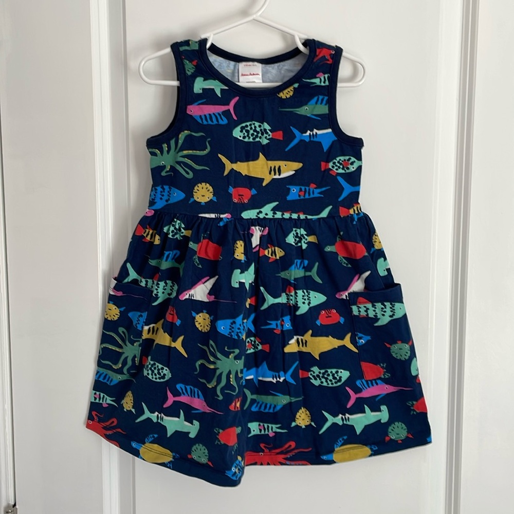 Hanna Andersson fish print sleeveless skater dress with pockets